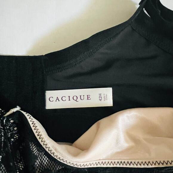 Cacique Bold Lace Full Coverage Bra Size 42H NWT Black - Picture 3 of 5